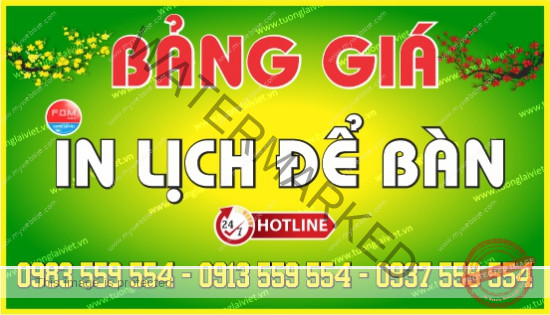 Bảng giá In Lịch Để Bàn 2026