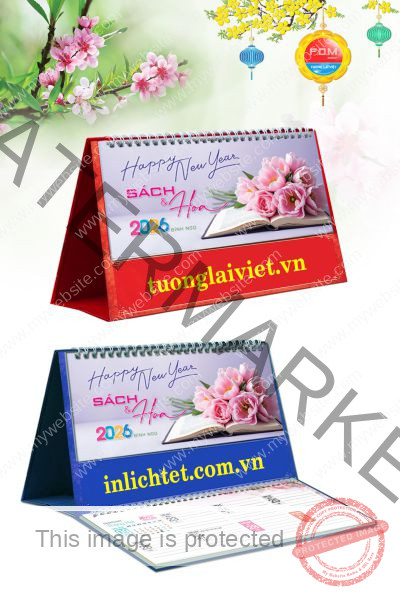 In Lịch để bàn Sách Và Hoa