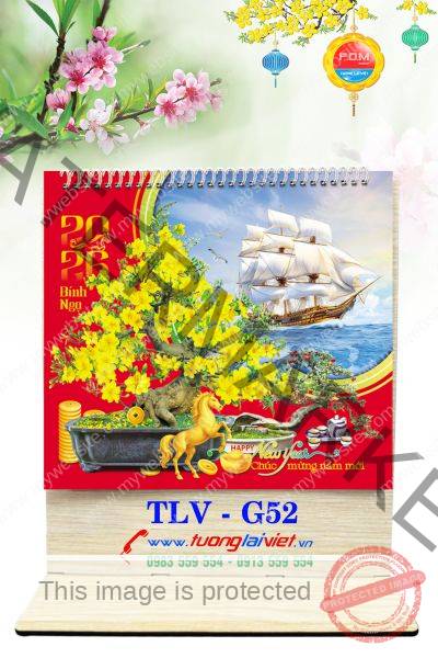 In Lịch gỗ để bàn Cây Cảnh Bon Sai