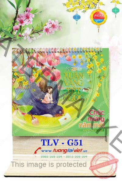 In Lịch gỗ để bàn Tết An Khang