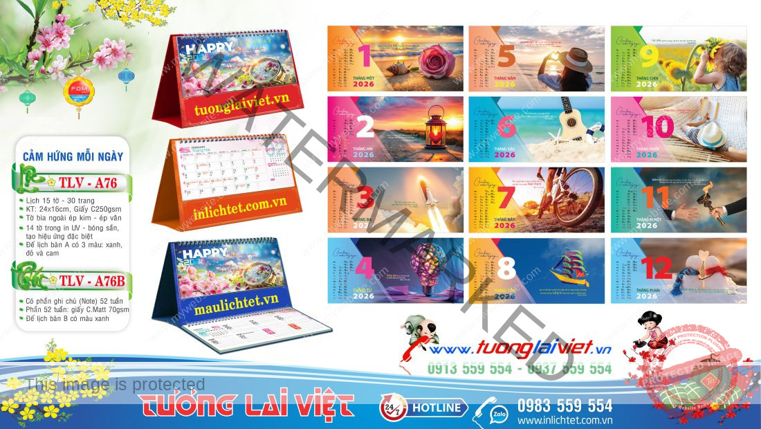 Mẫu Lịch để bàn Cảm Hứng Mỗi Ngày