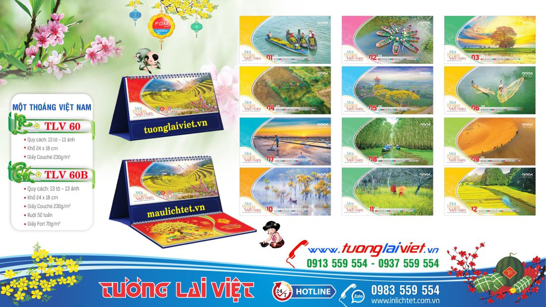 Mẫu Lịch để bàn Du Lịch Việt Nam