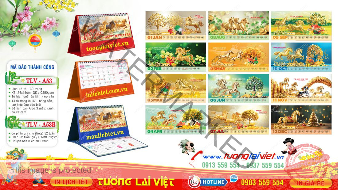 Mẫu Lịch Tết Để Bàn 2026